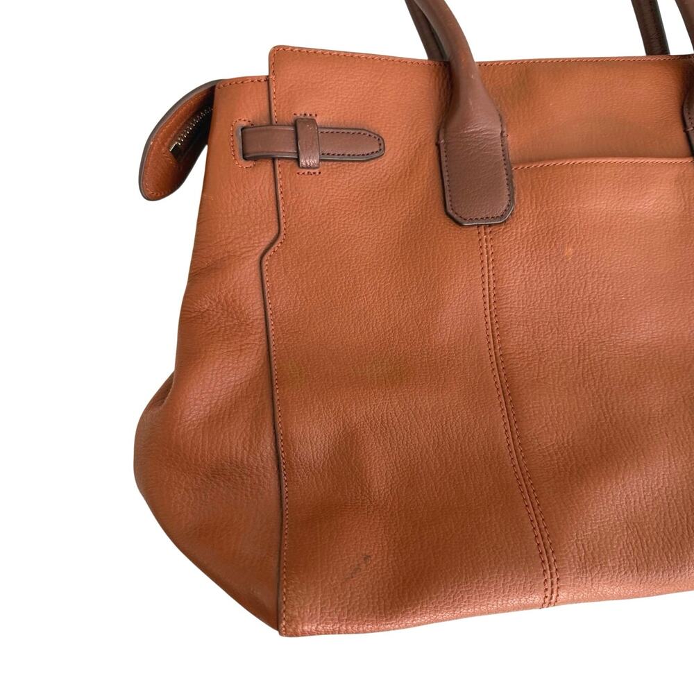 Cole Haan brown pebbled leather satchel tote belted detail - Picture 14 of 16